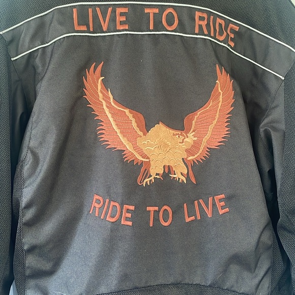 Bull Faster Textile Motorcycle Jacket ‘Live to Ride’ Eagle Black Men’s Small - Picture 5 of 11